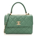 Lambskin Quilted Small Trendy CC Flap Dual Handle Bag Light Green