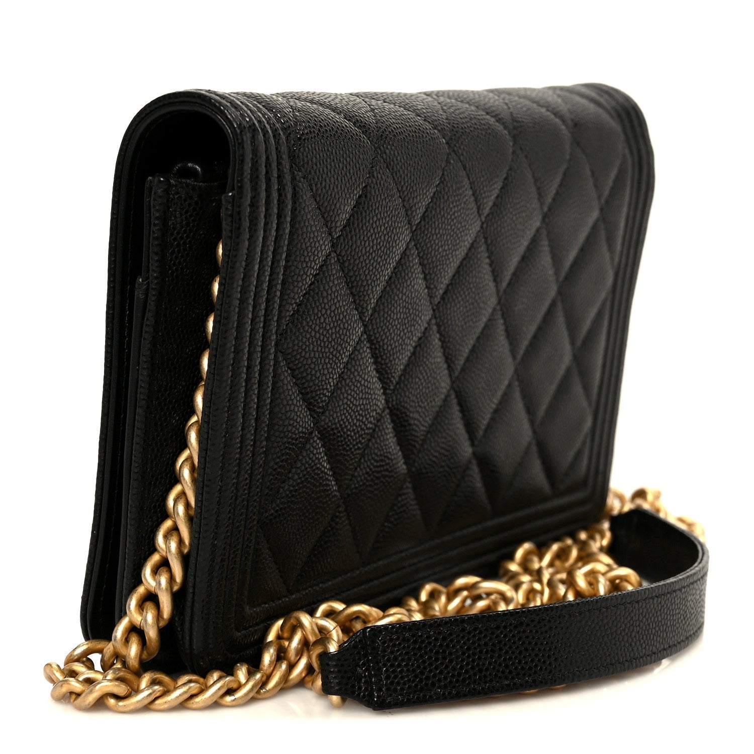 Caviar Quilted Boy Wallet On Chain WOC Black