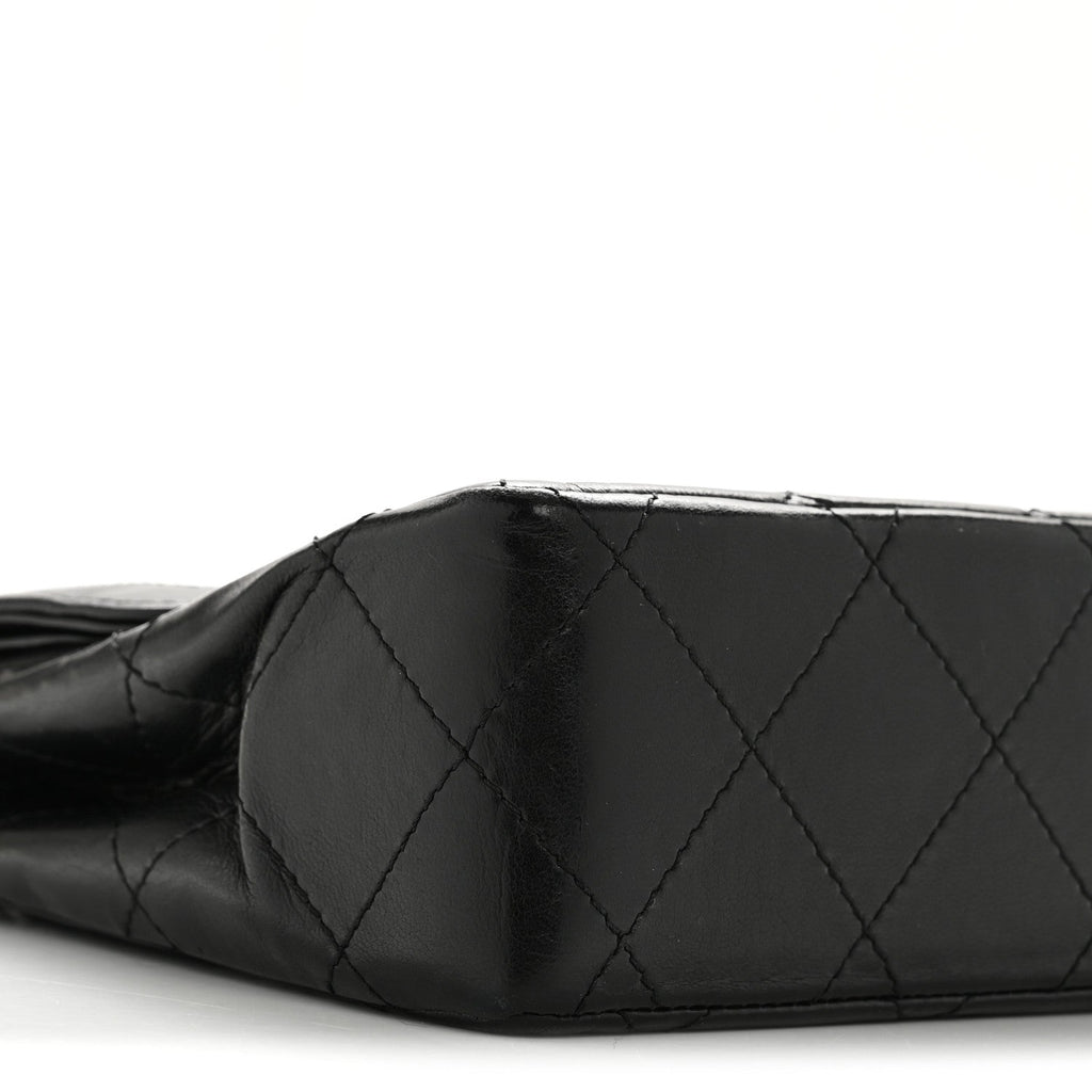 Lambskin Medium Double Flap Black