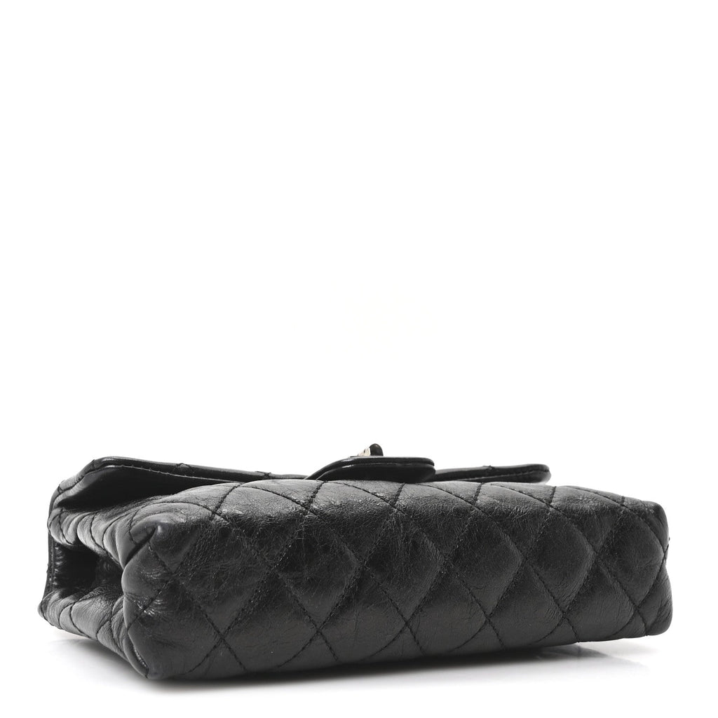 Glazed Calfskin Quilted 2.55 Reissue Flap Belt Bag Clutch 85 34 Black