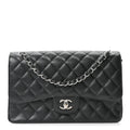 Caviar Quilted Jumbo Double Flap Black