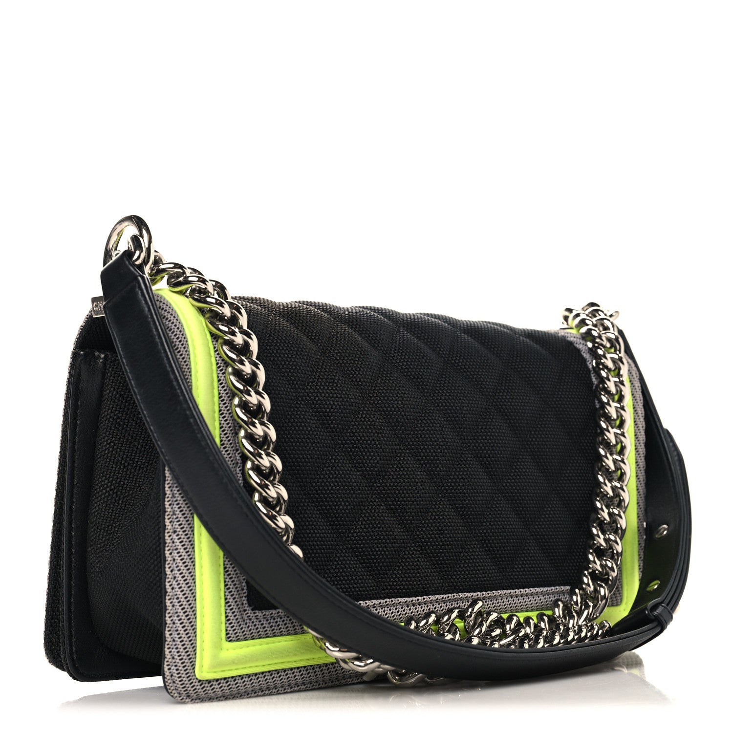 Canvas Quilted Medium Fluo Boy Flap Black Grey Yellow