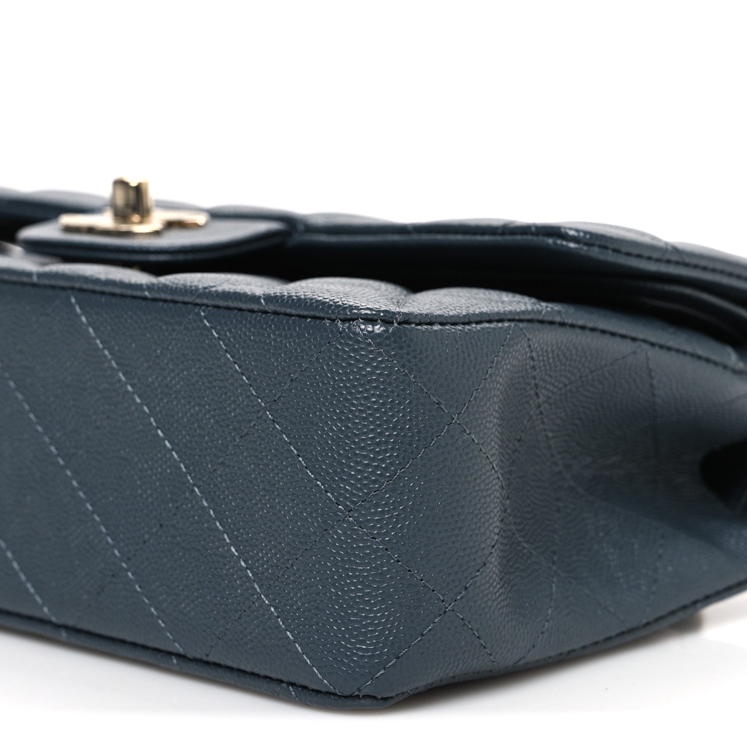 Caviar Quilted Small Double Flap Dark Grey