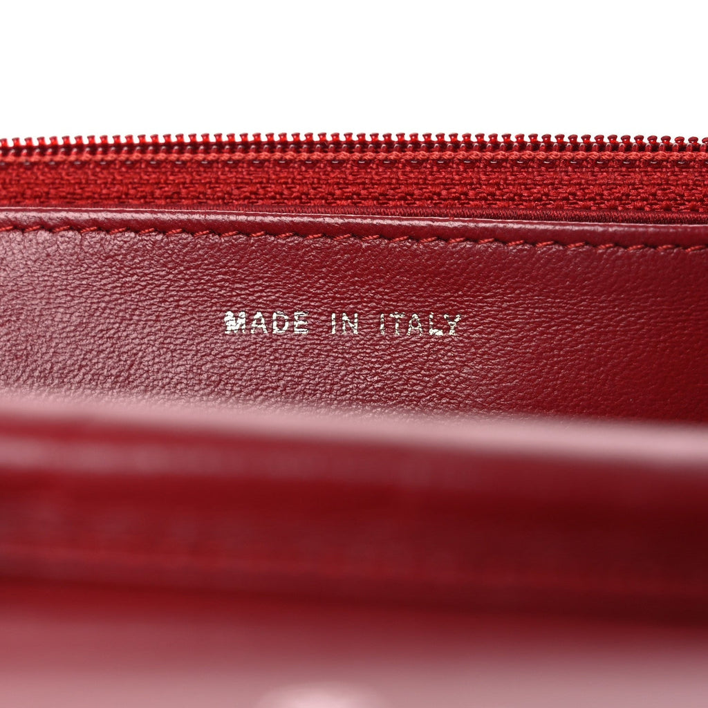 Lambskin Camellia Embossed Wallet on Chain WOC Red