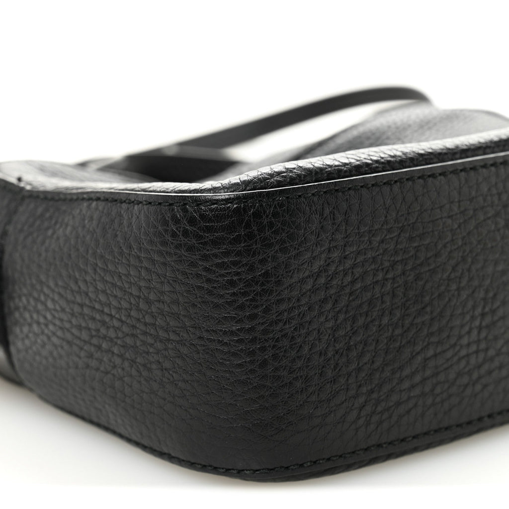 Pebbled Calfskin Studded Small Soho Disco Bag Black