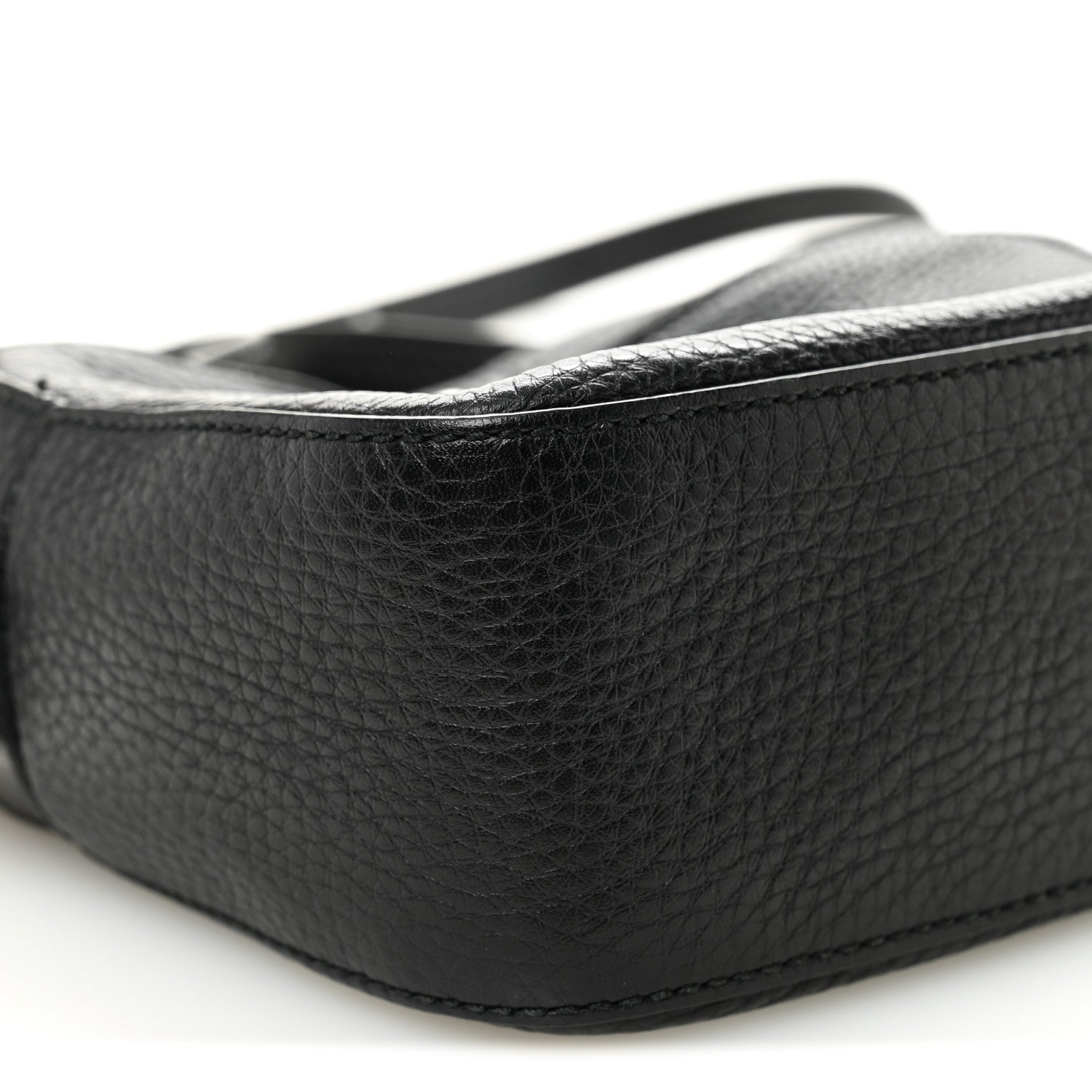 Pebbled Calfskin Studded Small Soho Disco Bag Black