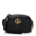 Calfskin Matelasse Mini GG Marmont Chain Shoulder Bag Black
