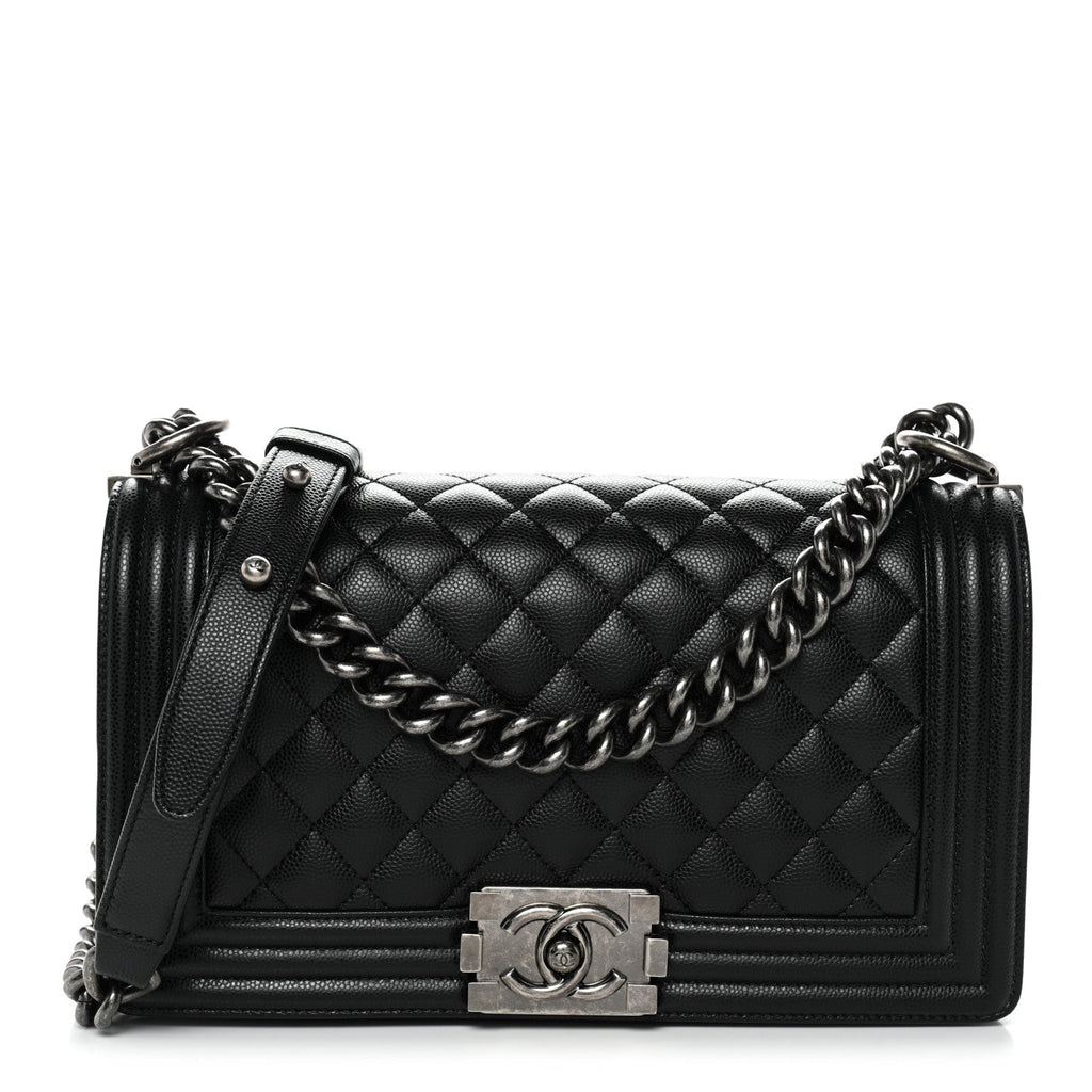 Caviar Quilted Medium Boy Flap Black
