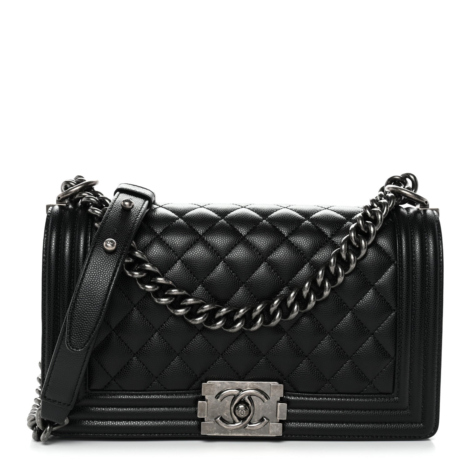 Caviar Quilted Medium Boy Flap Black