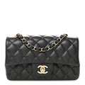 Lambskin Quilted Mini Rectangular Flap Black