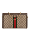 GG Supreme Monogram Web Medium Ophidia Chain Shoulder Bag Brown
