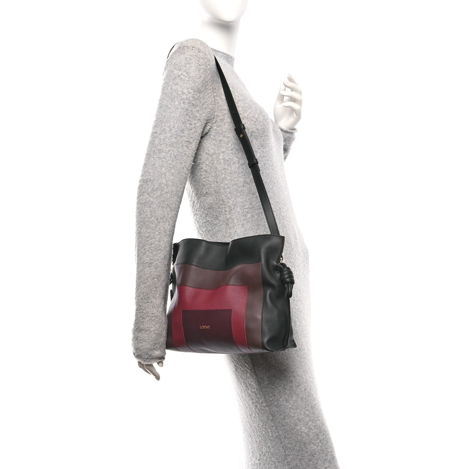 x Albers Nappa Calfskin Medium Flamenco Clutch Black Burgundy