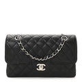 Caviar Quilted Small Double Flap Black