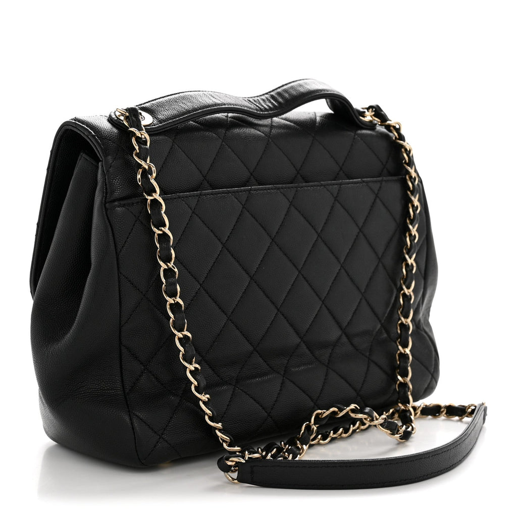 Caviar Quilted Large Business Affinity Flap Black