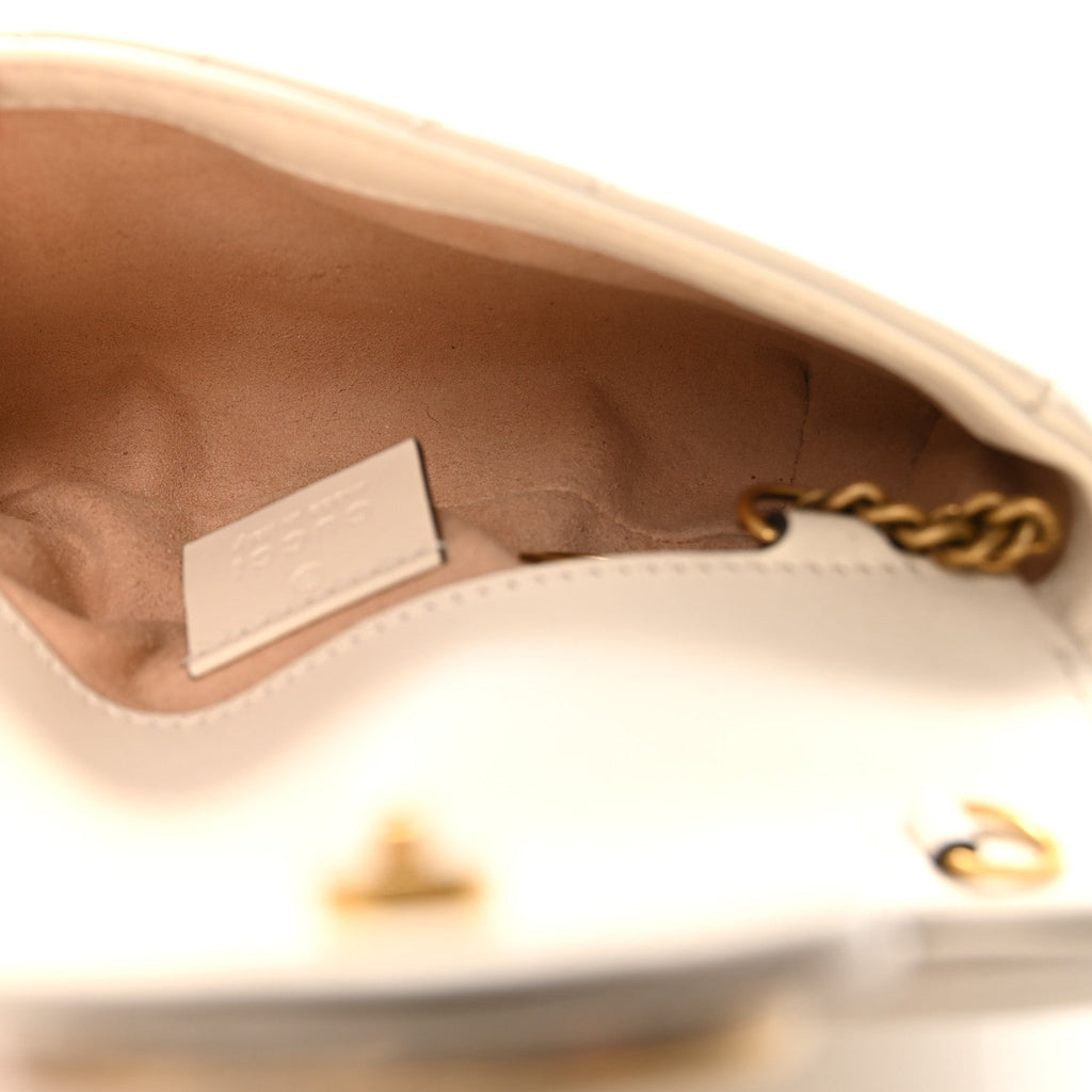 Calfskin Matelasse Super Mini GG Marmont Shoulder Bag White