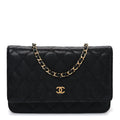 Caviar Quilted Wallet on Chain WOC Black
