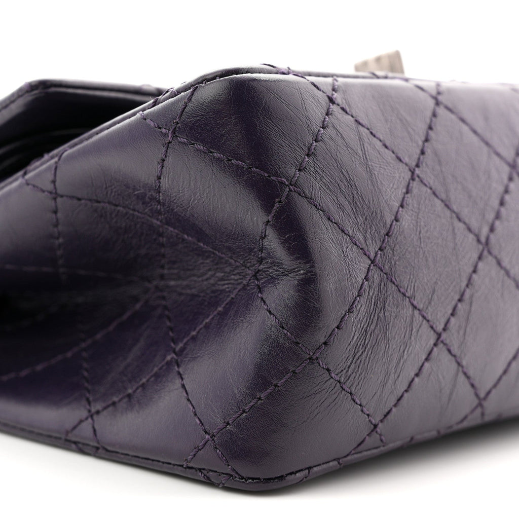 Aged Calfskin Quilted 2.55 Reissue Mini Flap Dark Purple