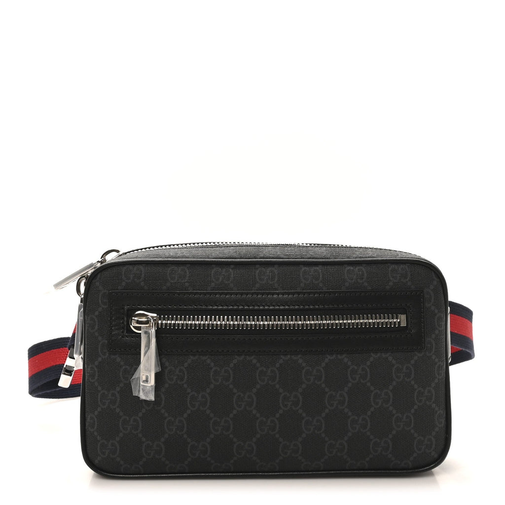 Soft GG Supreme Monogram Web Belt Bag Black Grey