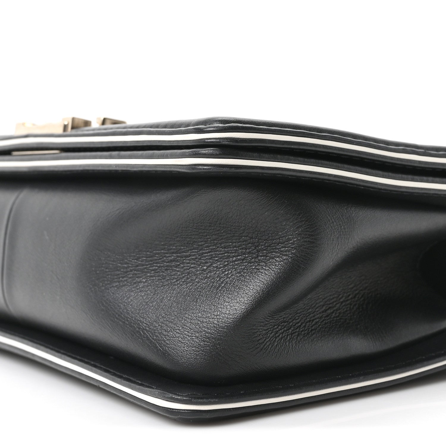 Calfskin Quilted Medium Boy Top Handle Flap Black
