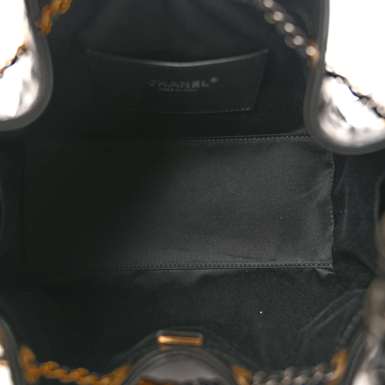 Shiny Crumpled Calfskin Quilted Small Chanel 25 Handbag Black