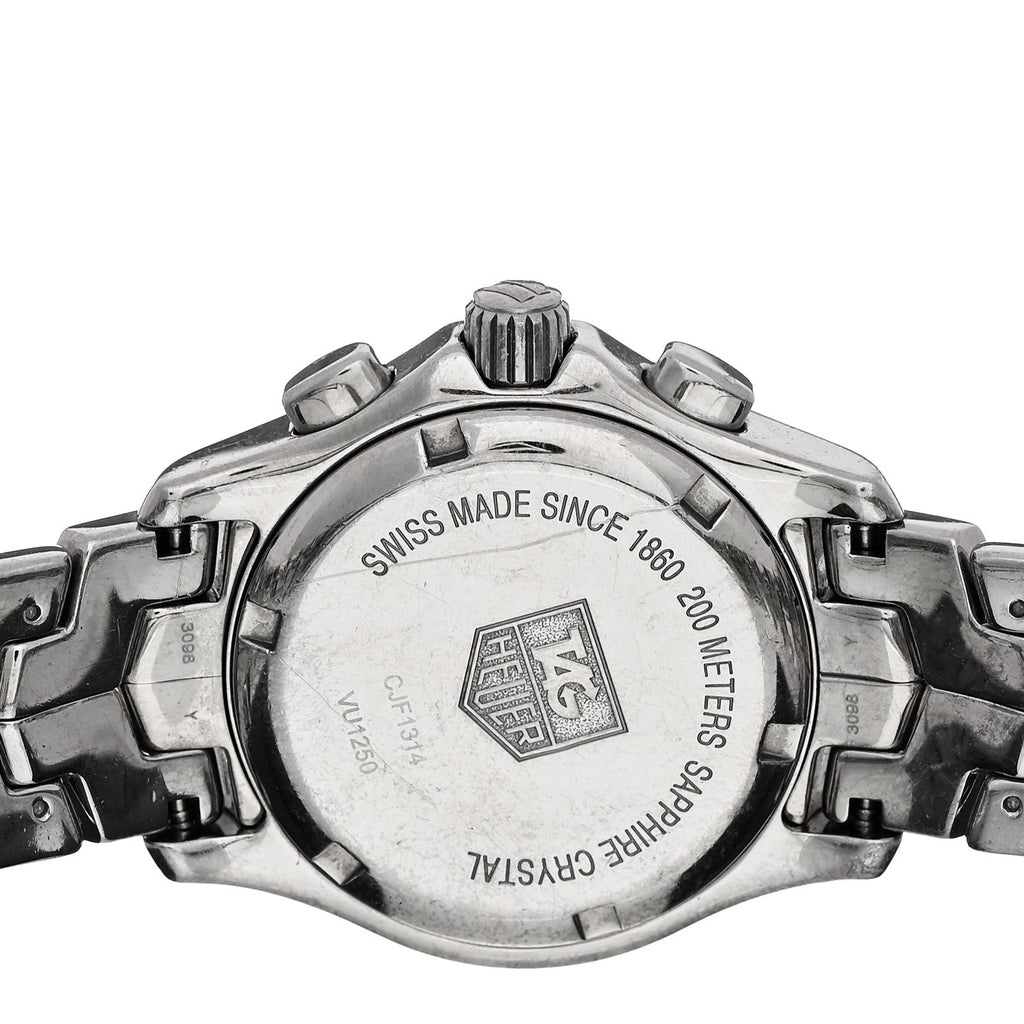 Stainless Steel Diamond Bezel Mother of Pearl 33mm Link Lady Quartz Watch CJF1314