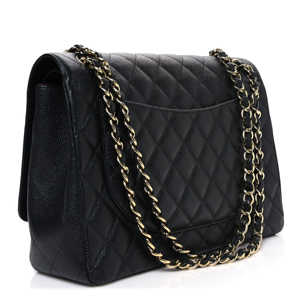 Caviar Quilted Maxi Double Flap Black