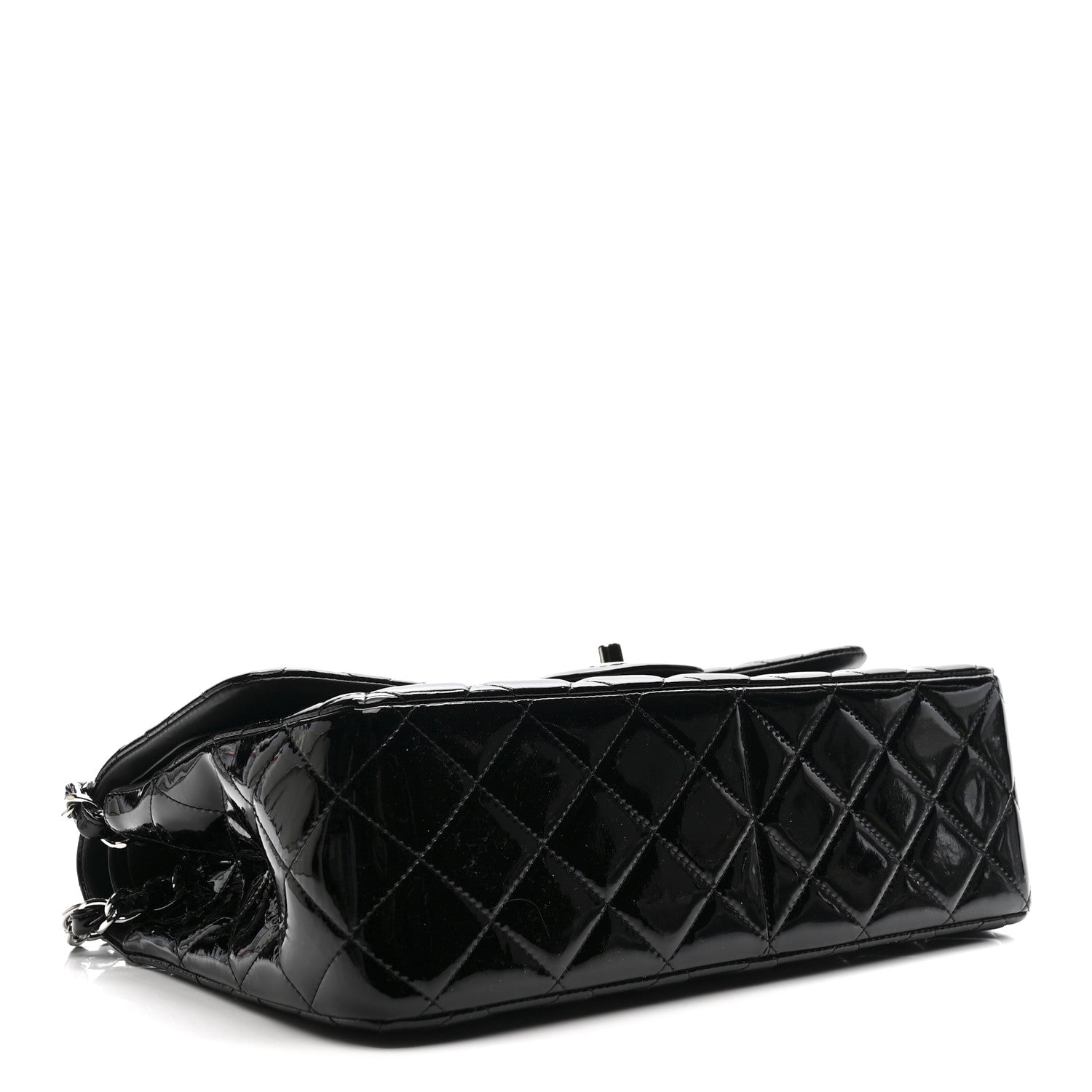 Patent Quilted Jumbo Double Flap Black