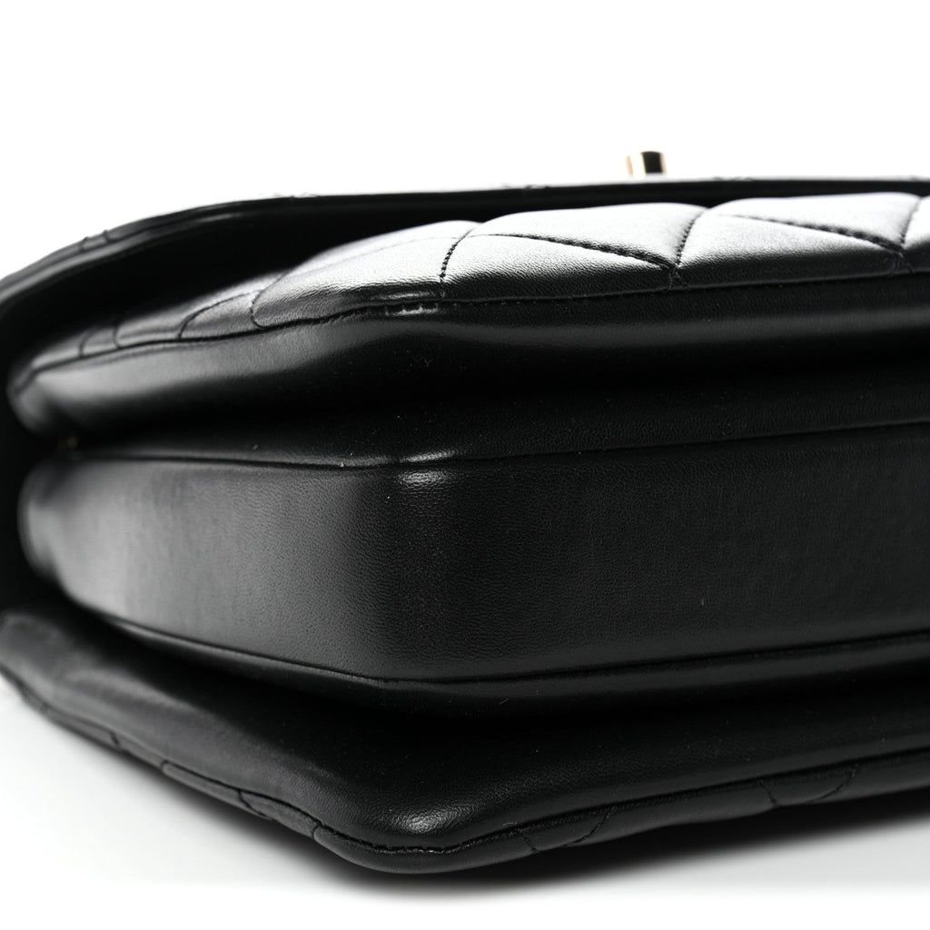 Lambskin Quilted Small Trendy CC Dual Handle Flap Bag Black