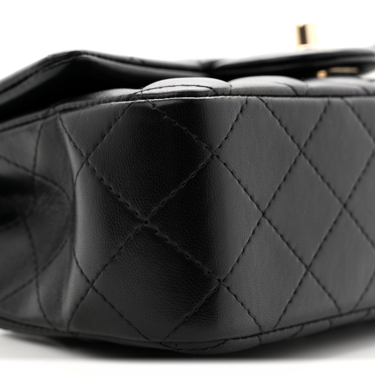 Lambskin Quilted Mini Rectangular Flap Black