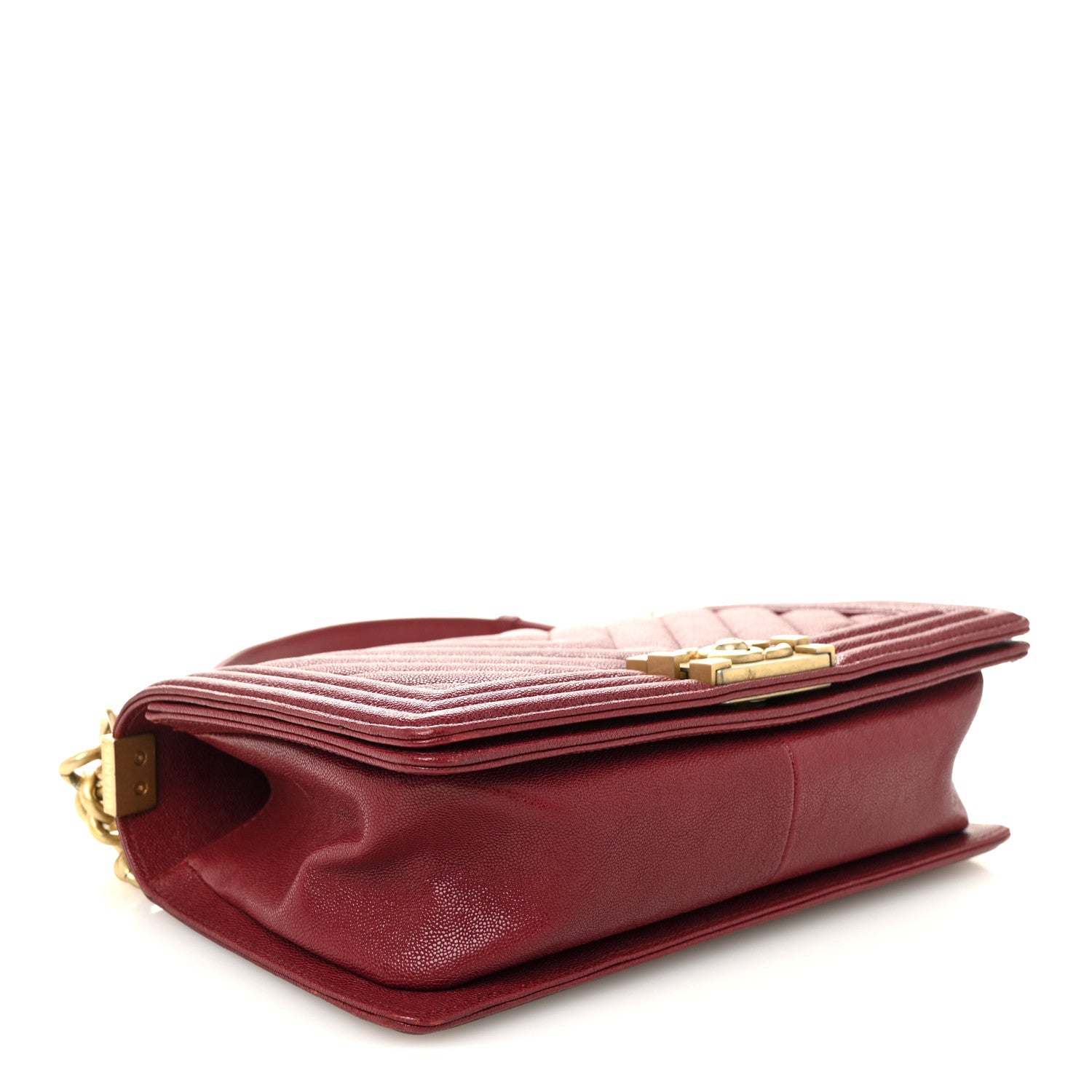 Caviar Chevron Quilted Medium Boy Flap Dark Red