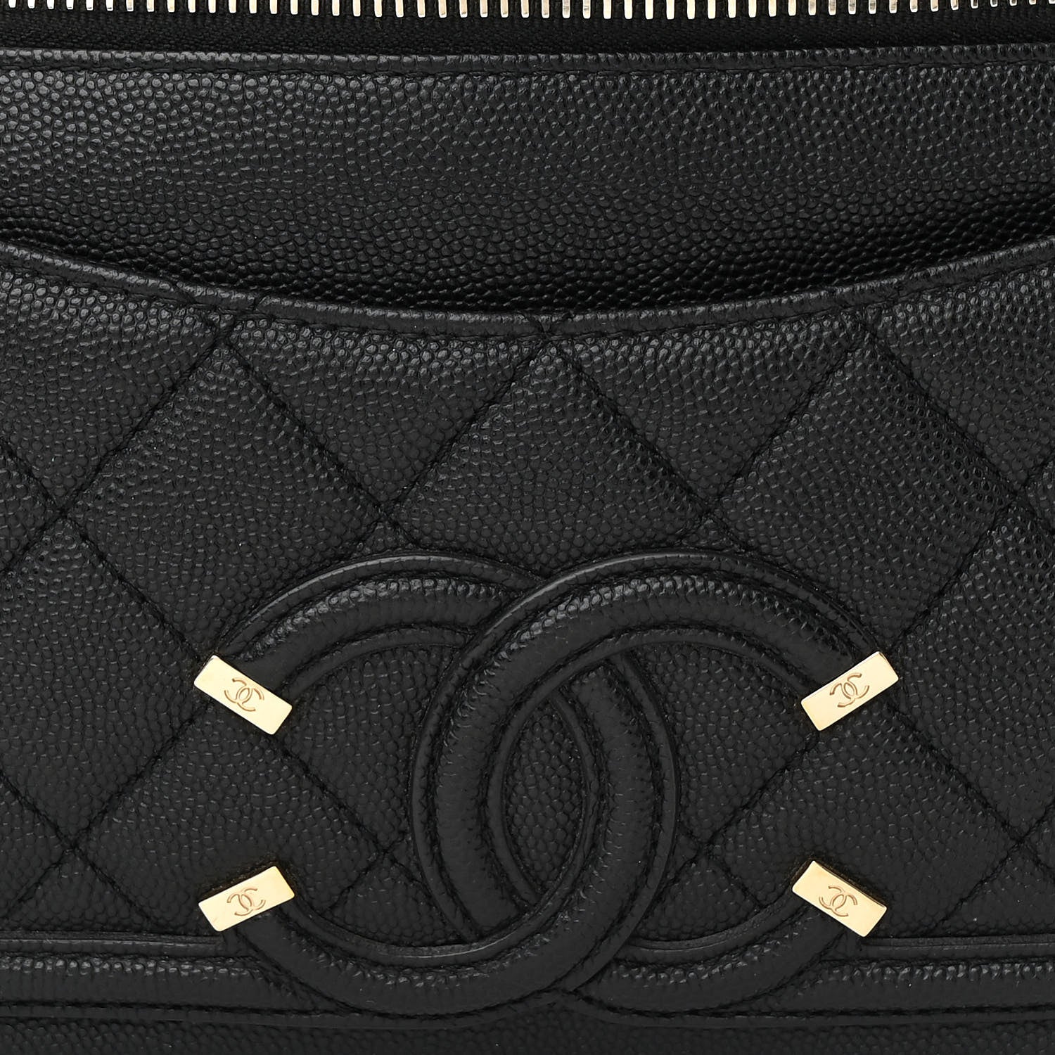 Caviar Quilted Filigree Waist Bag Black