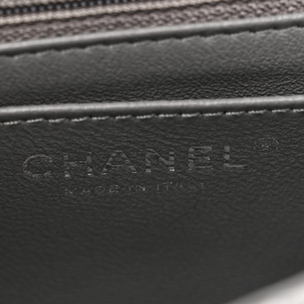Caviar Quilted Mini Rectangular Flap Grey