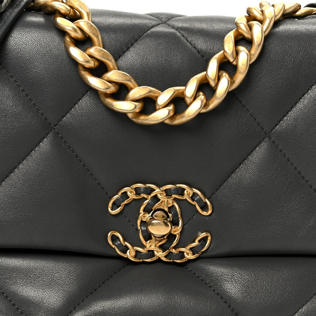 Lambskin Quilted Medium Chanel 19 Flap Dark Grey