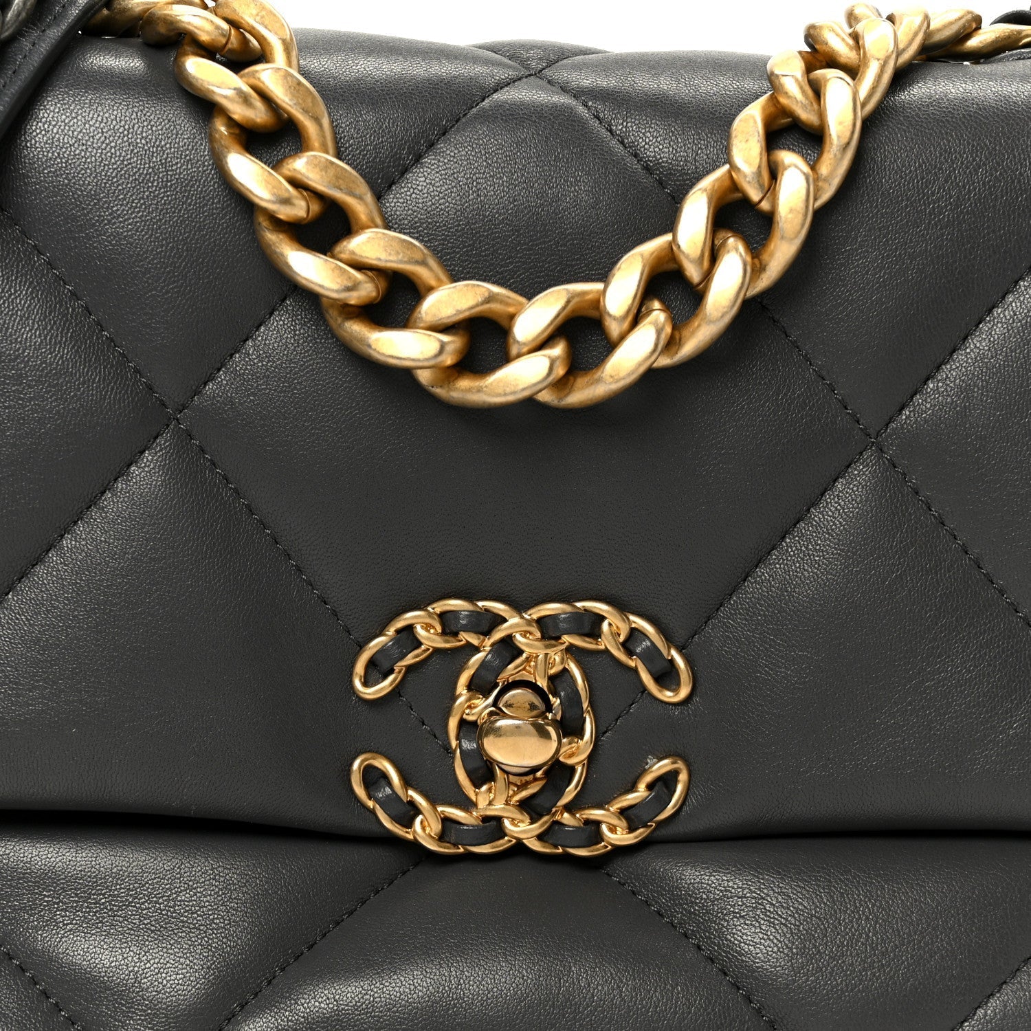 Lambskin Quilted Medium Chanel 19 Flap Dark Grey