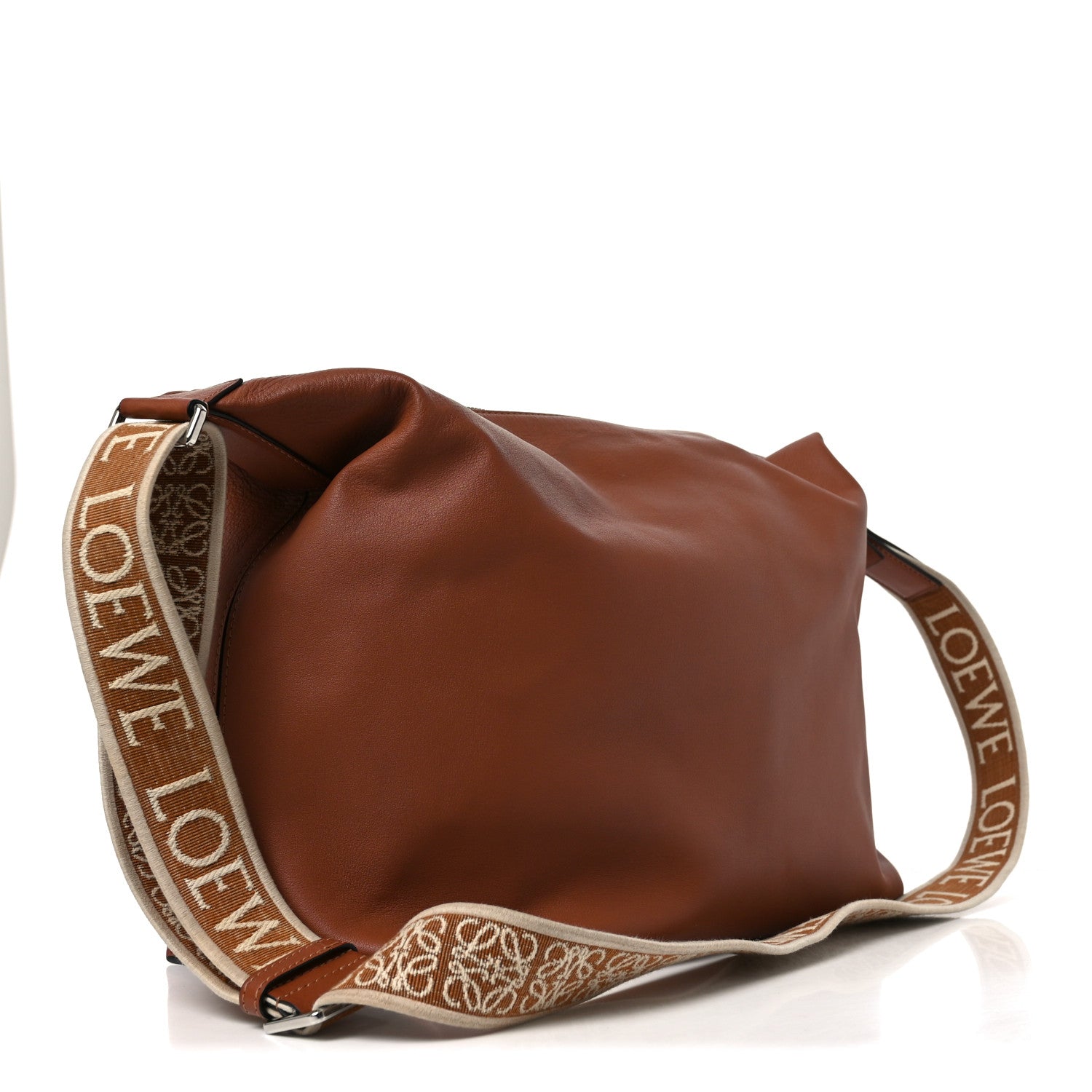 Supple Smooth Calfskin Jacquard Cubi Crossbody Bag Tan