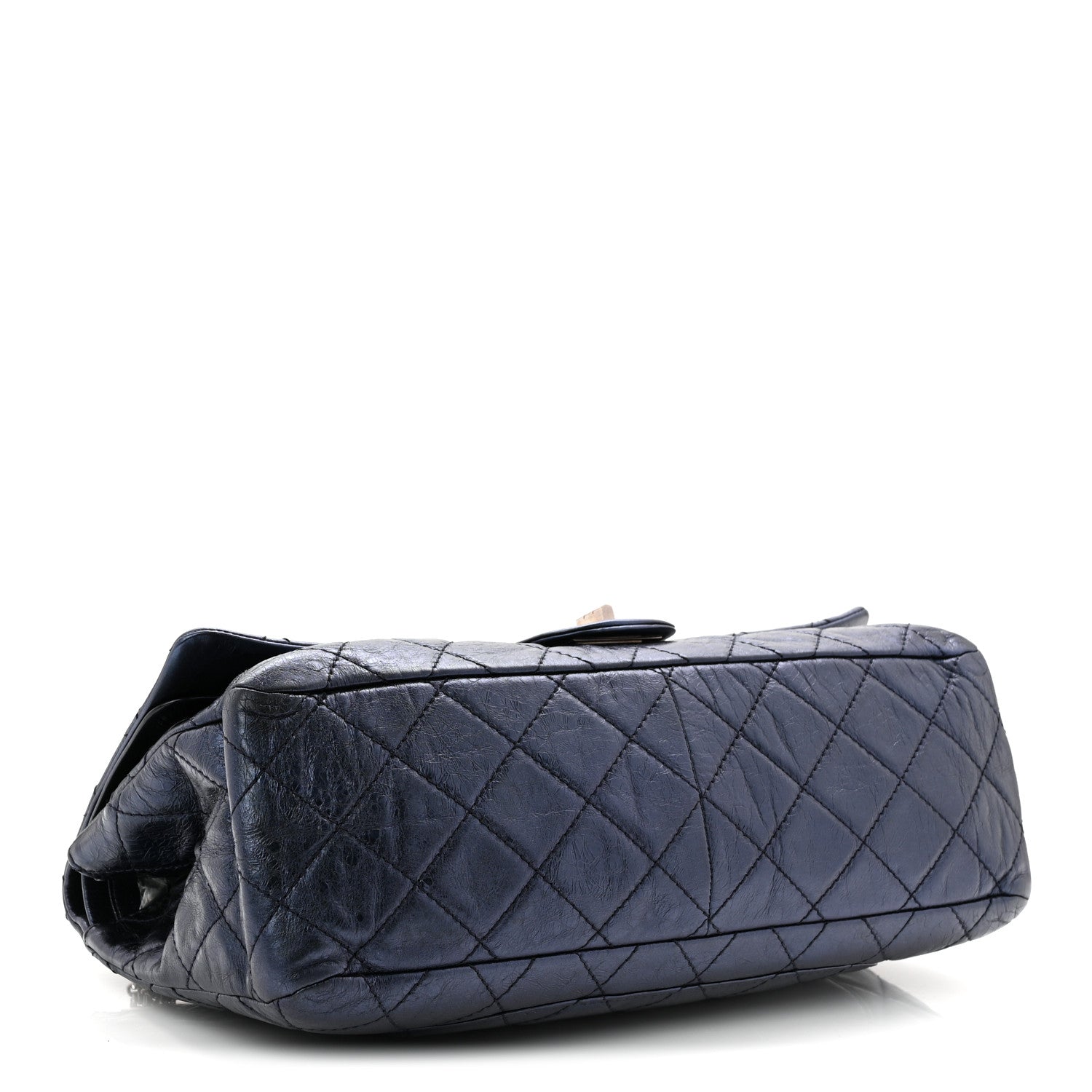 Metallic Aged Calfskin Quilted 2.55 Reissue 228 Flap Blue
