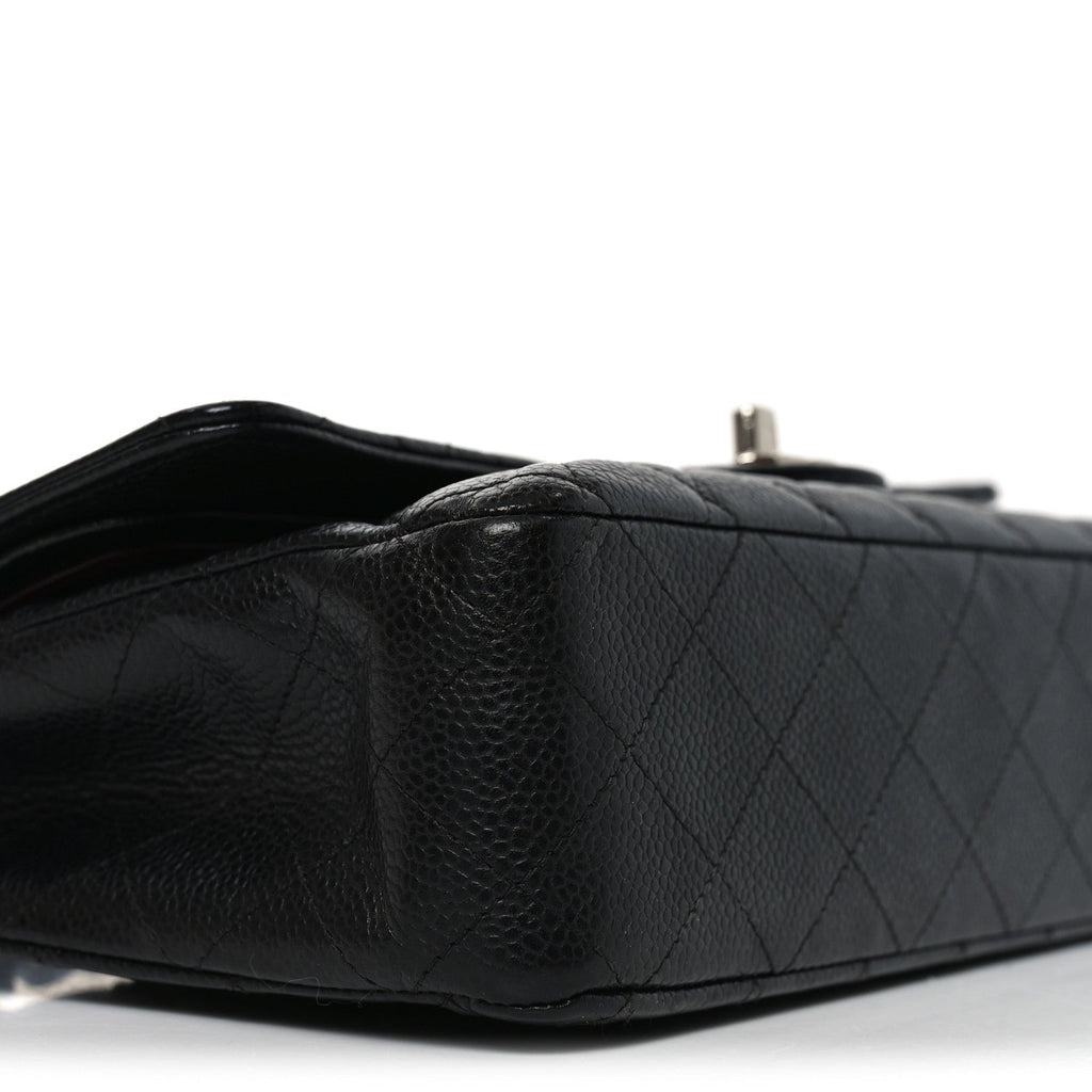 Caviar Quilted Medium Double Flap Black