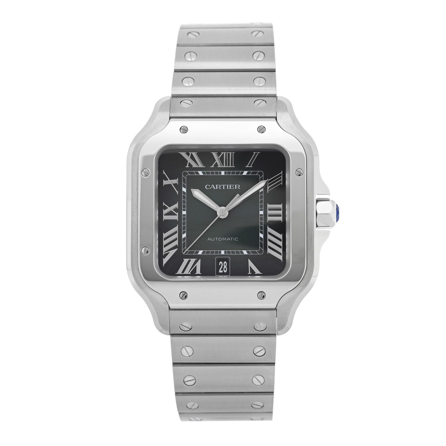 Stainless Steel 39.8mm Santos De Cartier Automatic Watch Green