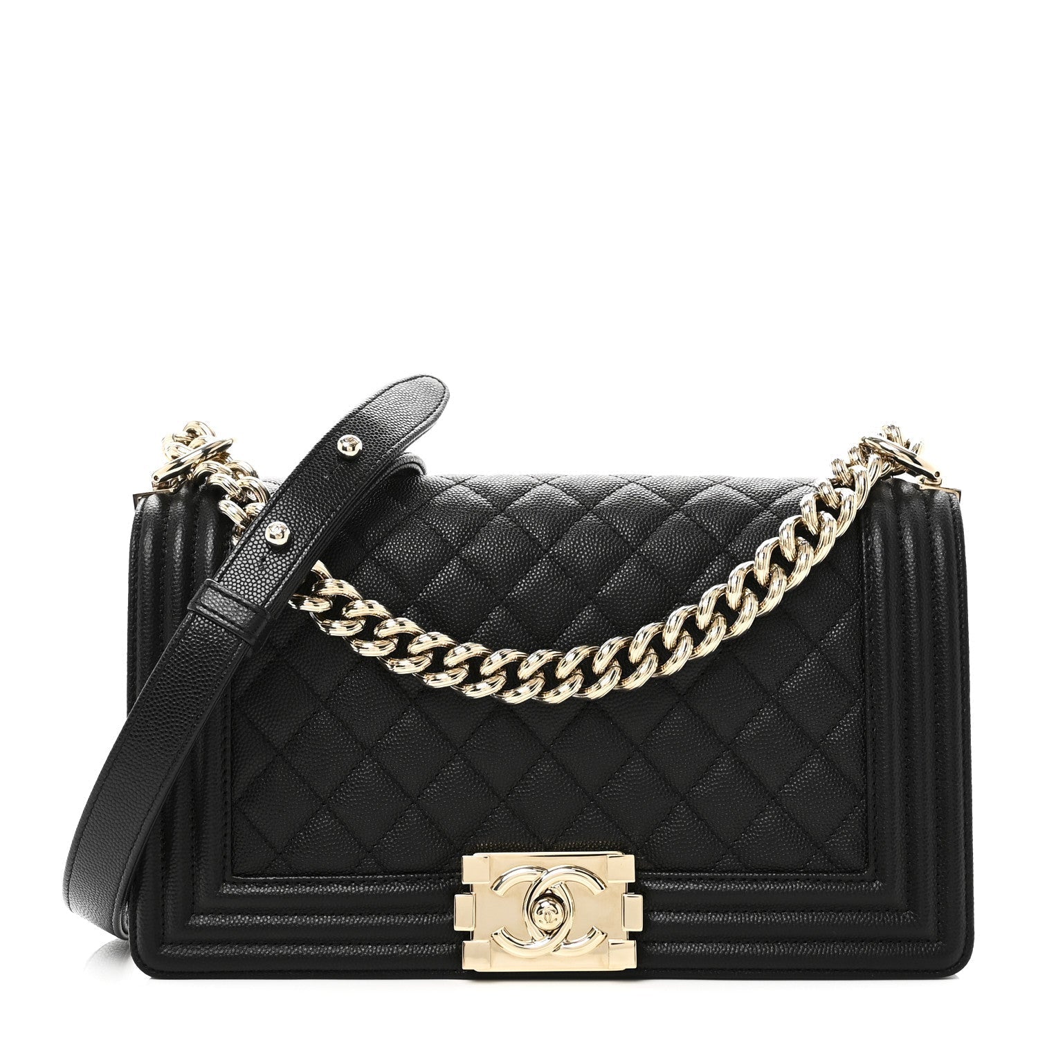 Caviar Quilted Medium Boy Flap Black