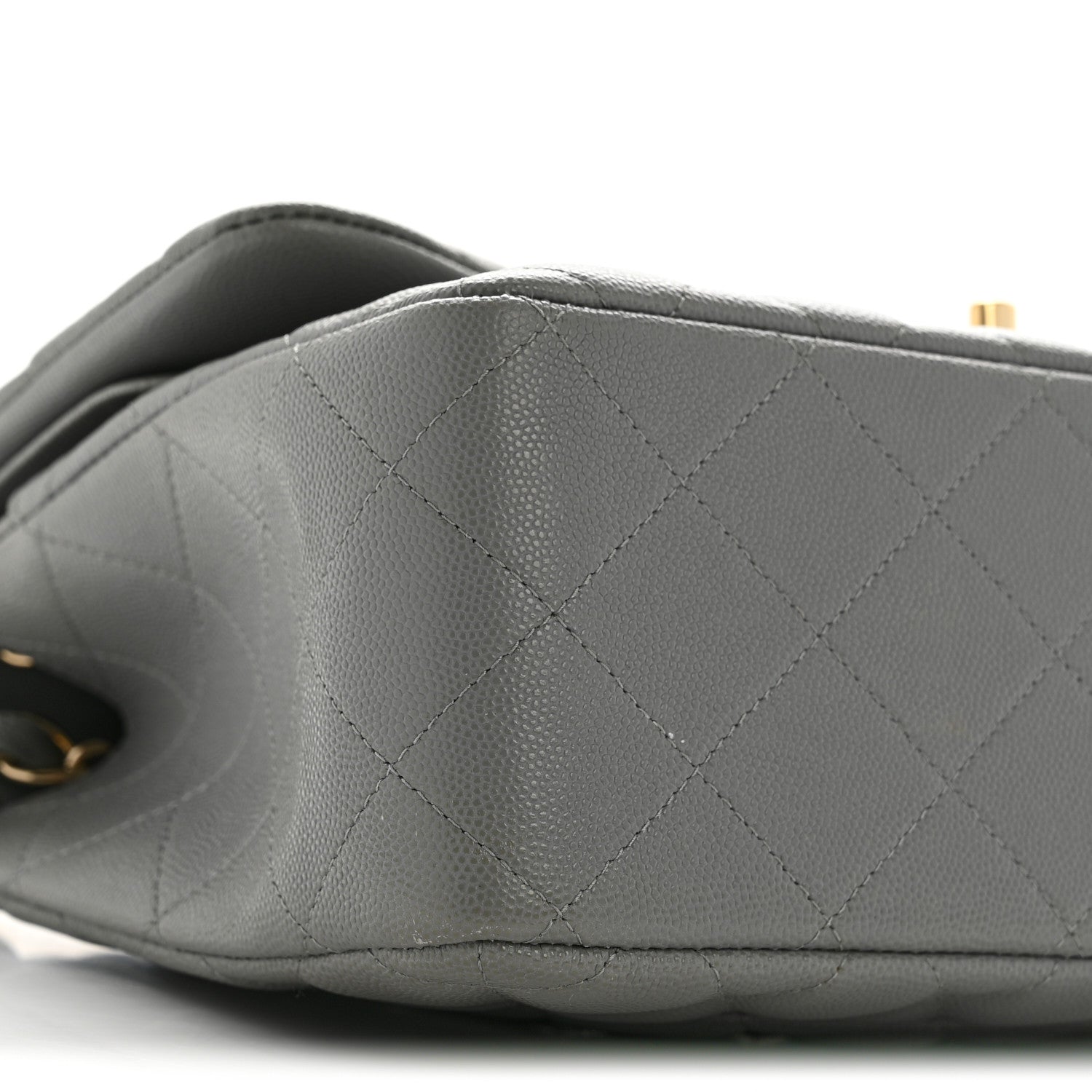 Caviar Quilted Jumbo Double Flap Grey