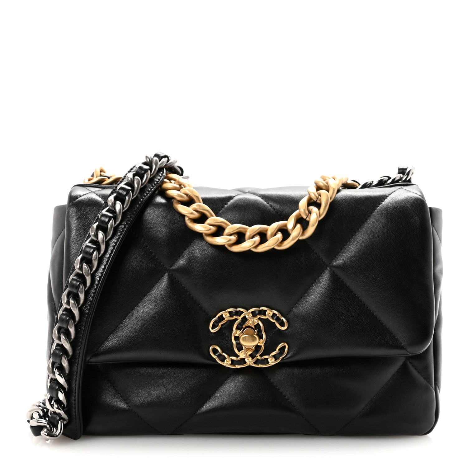 Lambskin Quilted Medium Chanel 19 Flap Black