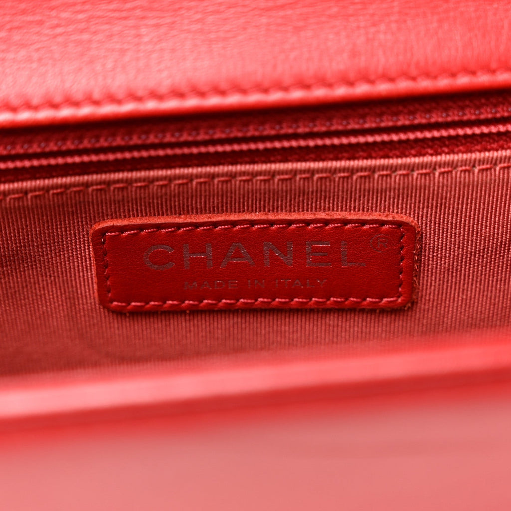 Calfskin Quilted New Medium Boy Flap Red