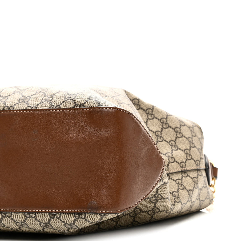 GG Supreme Monogram Large Linea A Hobo Light Brown