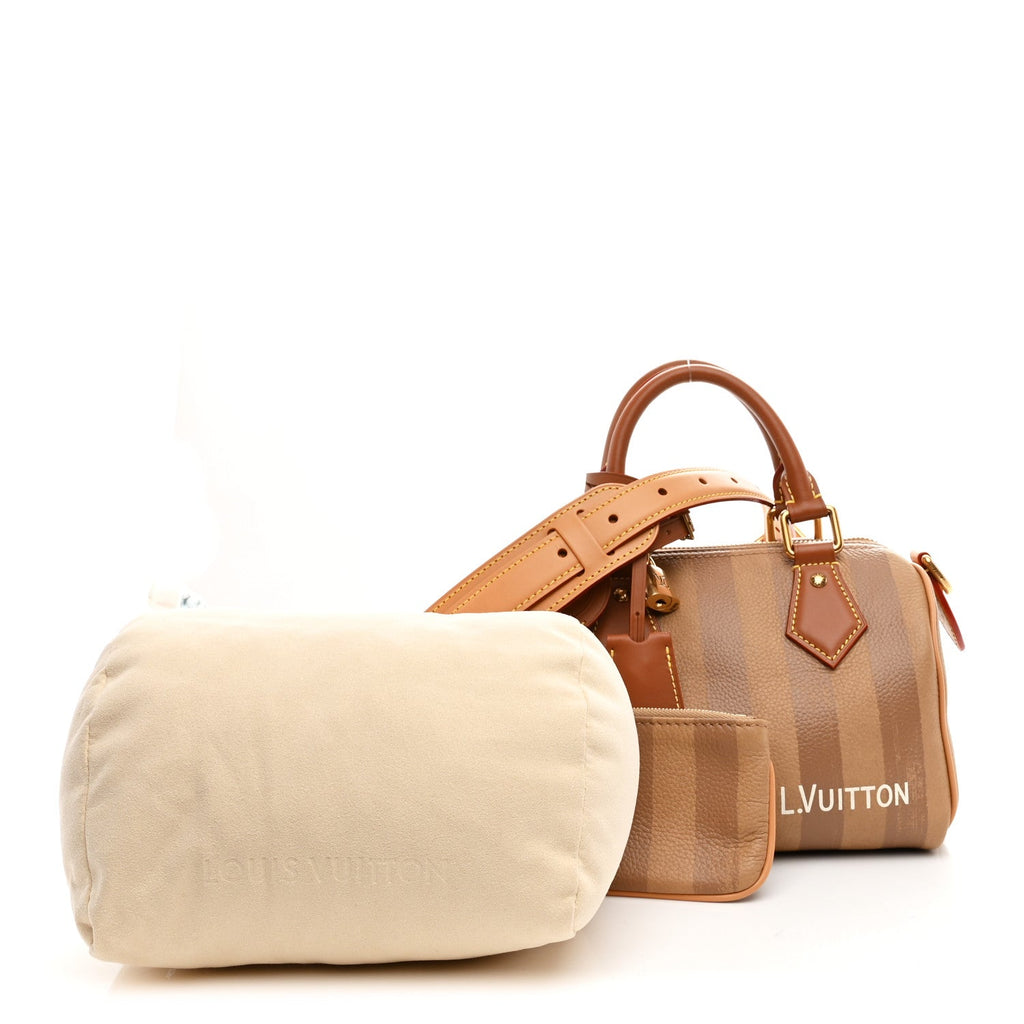 Calfskin Washed Stripes Speedy P9 Bandouliere 20 Camel