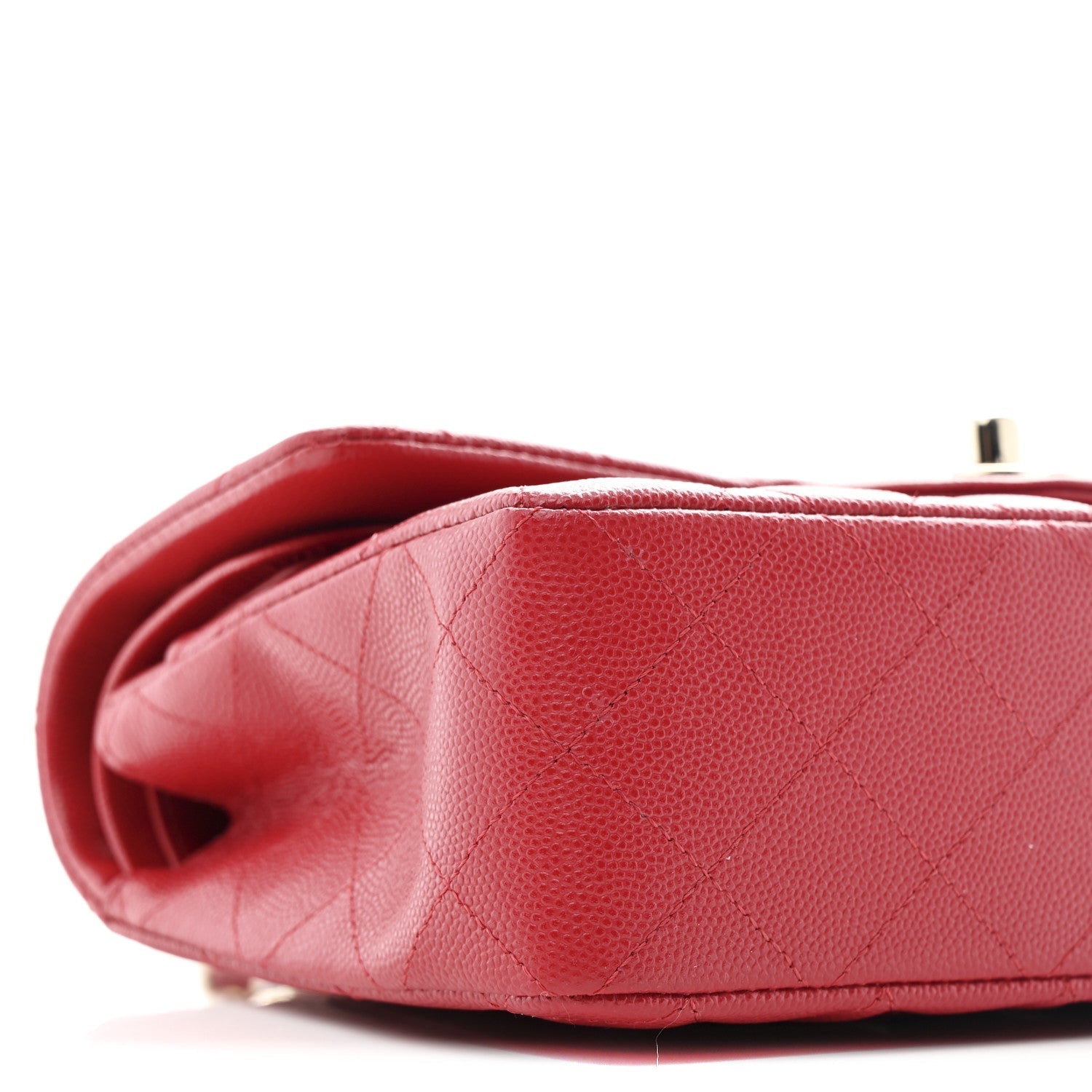 Caviar Quilted Small Double Flap Red