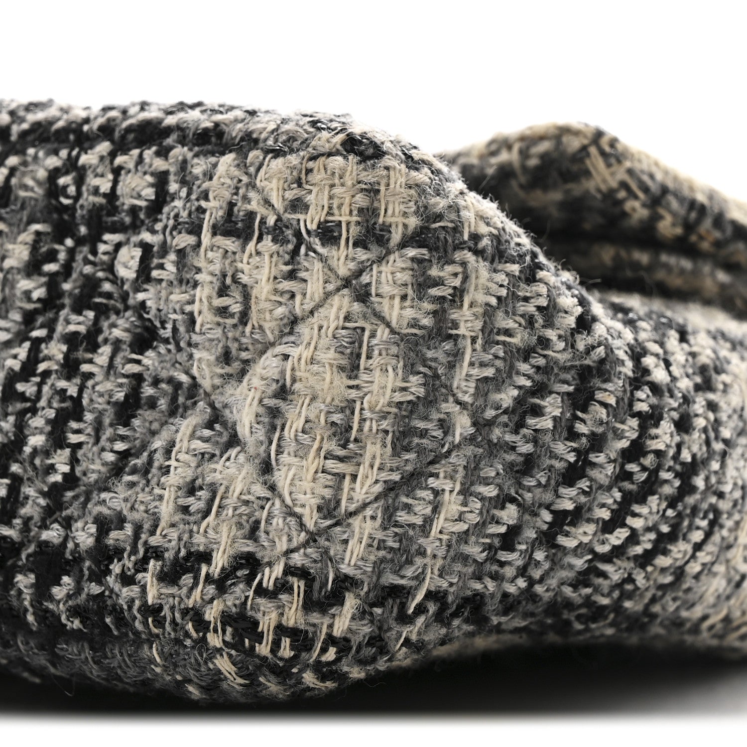 Tweed Quilted Medium Double Flap Beige White Black