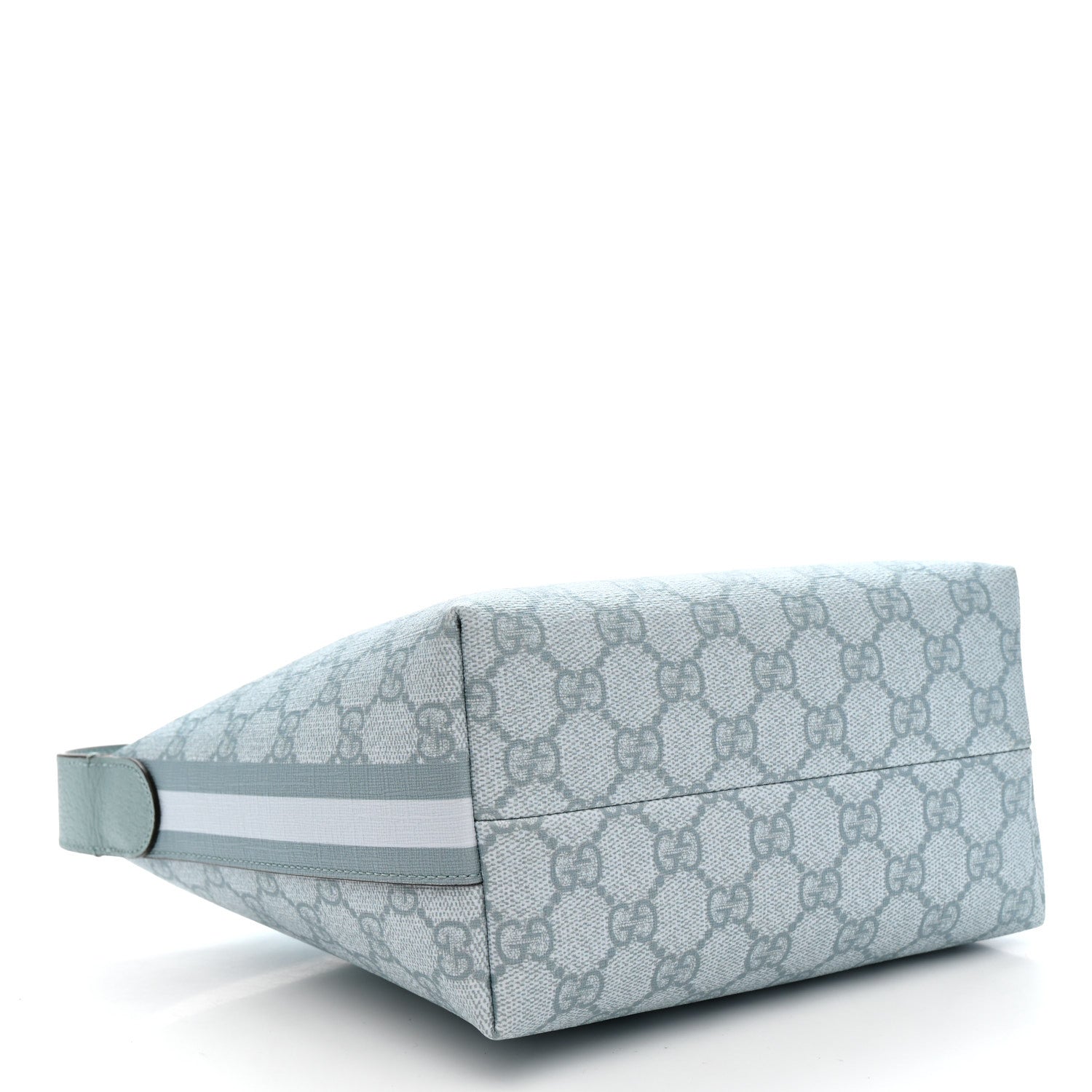 GG Supreme Monogram Textured Calfskin Web Super Mini Ophidia Shoulder Bag Dusty Blue