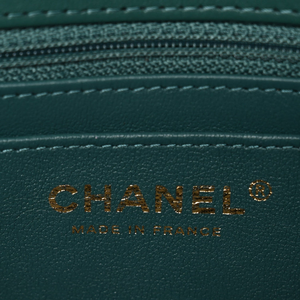Shaded Patent Calfskin Quilted Mini Rectangular Flap Green Blue