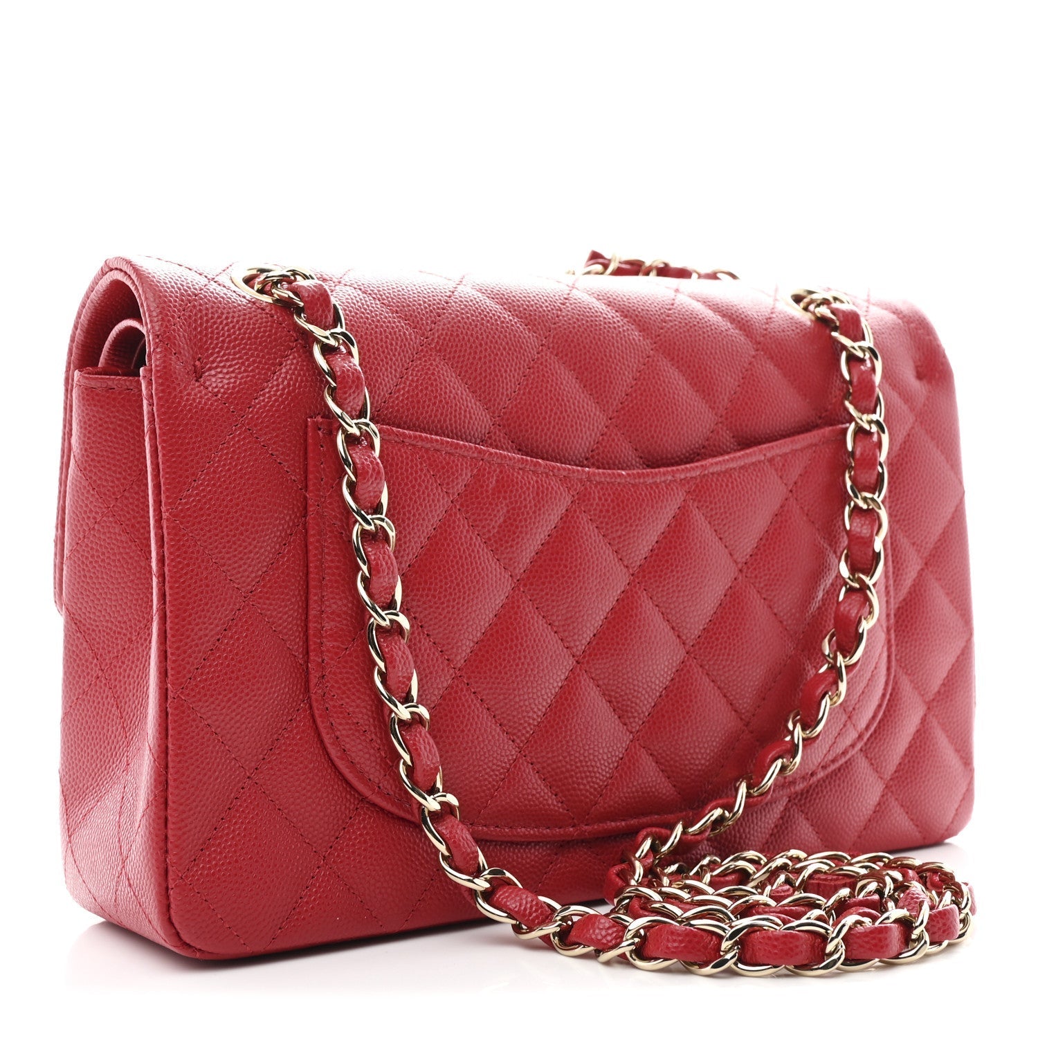 Caviar Quilted Small Double Flap Red