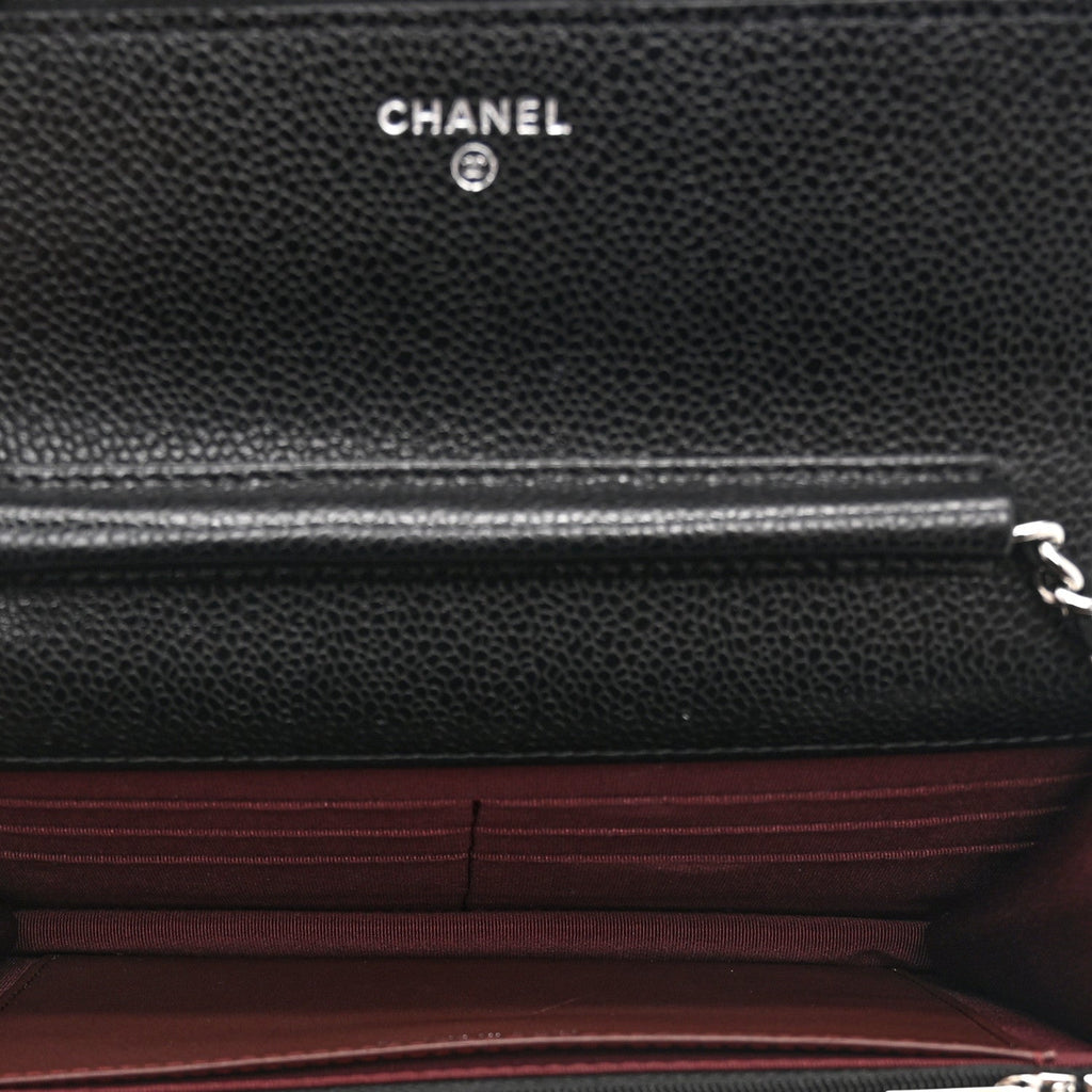Caviar Quilted CC Turnlock Wallet On Chain WOC Black